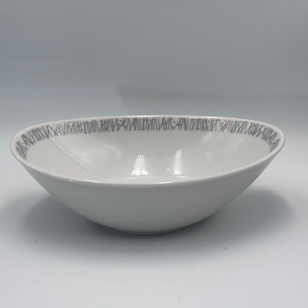 Schonwald Germany 272 Porcelain Serving Bowl Mid Century Modern Geometric Rim